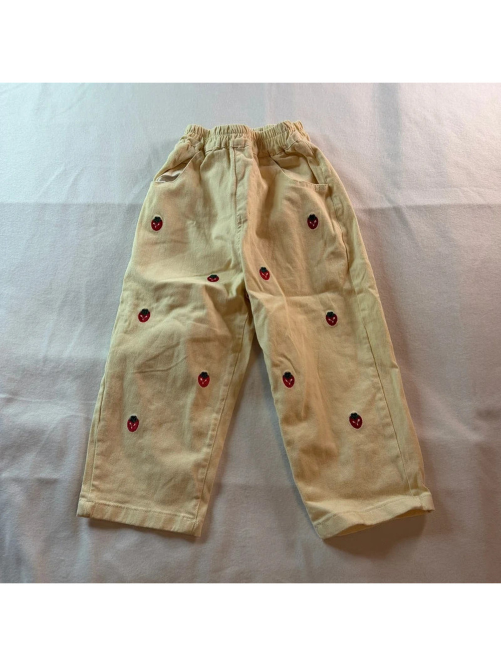 Hand embroidered toddler cherry long pants